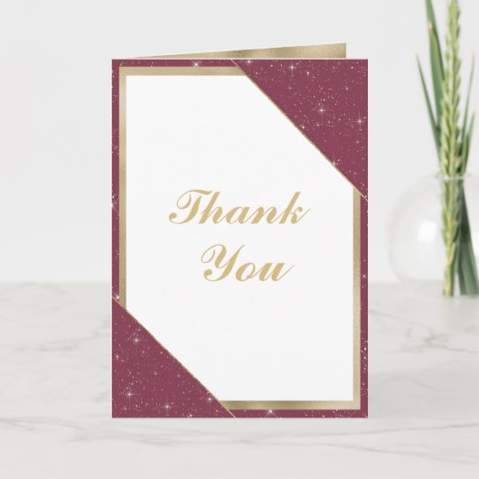 Burgunder Goldglanz Glitzer 90. Geburtstag Dankeskarte (Vorderseite)