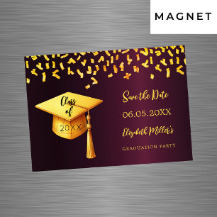 Burgunder Goldgraduiertenpartei Save the Date Kart Magneteinladung