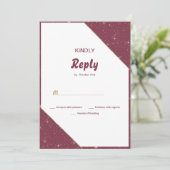 Burgunder Goldherz funkeln Glitzer UAWG Einladung (Stehend Vorderseite)