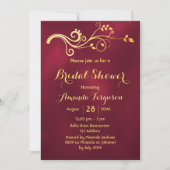 Burgunder Goldklassiker Brautparty Einladung (Vorderseite)