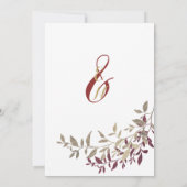 Burgunder Goldmedaille Glitzer Blätter Blütenweiße Einladung (Rückseite)