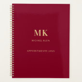 Burgunder Goldname Monogramm 2026 Planer (Vorderseite)