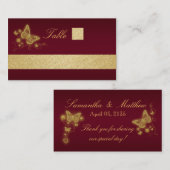 Burgunder Goldschmetterlingskarten Platzkarte (Vorne/Hinten)