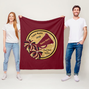 Burgunder-Goldschwarz-personalisierter Fleecedecke