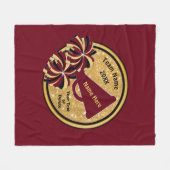 Burgunder-Goldschwarz-personalisierter Fleecedecke (Vorderseite (Horizontal))