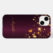 Burgunder Goldsterne Name Case-Mate iPhone Hülle (Rückseite (Horizontal))