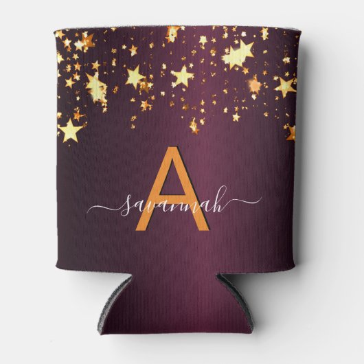 Burgunder Goldsterne nennen Party Dosenkühler (Vorderseite)