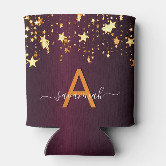 Burgunder Goldsterne nennen Party Dosenkühler (Rückseite)