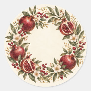 Burgunder-Granatapfel-Hochzeitsfavorit Herbst Runder Aufkleber