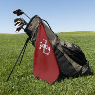 Burgunder Grau Weiß Monogramm Personalisiert Golfhandtuch