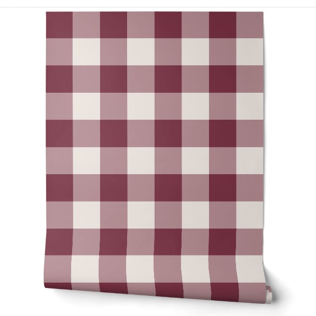 Burgunder große Gingham-Karo Plaid Tapete (Abrollen)