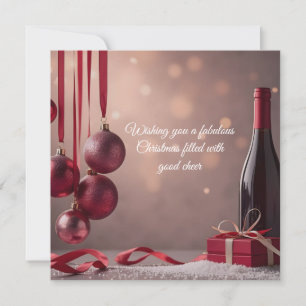 Burgunder hängende Ornamente und Wein flache Begrü Karte