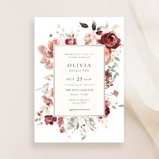 Burgunder Herbst Brautparty Einladung