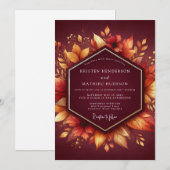 Burgunder-Herbst-Hochzeit Einladung (Vorne/Hinten)