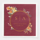 Burgunder-Herbst-Hochzeitsservietten Serviette (Vorderseite)