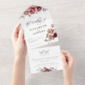 Burgunder Herbst Rustikale Blumenzwiebeldetails UA All In One Einladung (Abreißen)