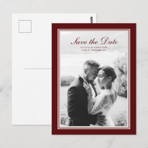 Burgunder-Herbst-Save-the-Date-Postkarte Postkarte