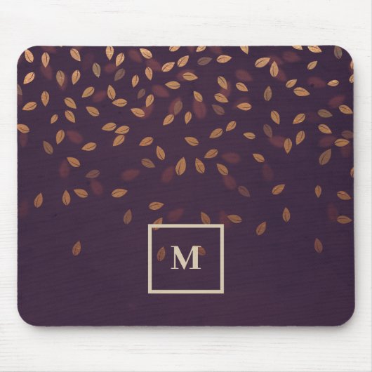 Burgunder Herbstleaves fallen Monogramm Mousepad (Vorne)