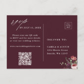 Burgunder-Herbstromanze-Hochzeit QR-Code-RSVP Postkarte (Rückseite)