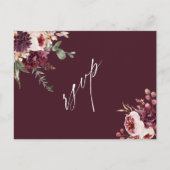 Burgunder-Herbstromanze-Hochzeit QR-Code-RSVP Postkarte (Vorderseite)