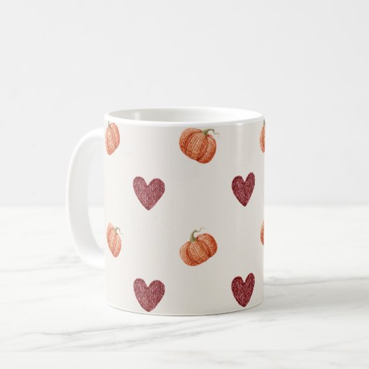 Burgunder-Herz-Kürbisse Kaffeetasse (Vorderseite Links)
