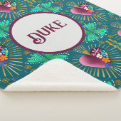 Burgunder Herz mit Blume und goldenen Rochen Sherpadecke (3/4)