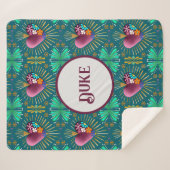 Burgunder Herz mit Blume und goldenen Rochen Sherpadecke (Vorderseite (Horizontal))