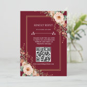 Burgunder Hochzeit-Antwortkarte mit QR-Code (Stehend Vorderseite)