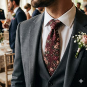 Burgunder Hochzeit im Blumenstil Krawatte