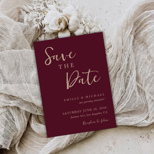Burgunder Hochzeit Save The Date Elegant Maßgeschn