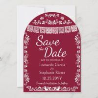 Burgunder Hochzeit Save-the-Date-Tor mit Papel Pic