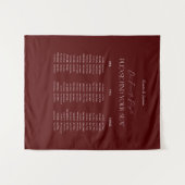 Burgunder Hochzeit Sitzplan Stoff Wandteppich (Vorderseite (Horizontal))