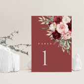 Burgunder Hochzeit Tischnummern, Rosafarbenes Flor