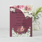 Burgunder Hochzeitsanzeige Save The Date (Stehend Vorderseite)