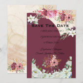 Burgunder Hochzeitsanzeige Save The Date (Vorne/Hinten)