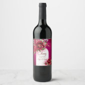 Burgunder Hochzeitsmaroon Blume moderner Bogen Weinetikett (Vorderseite)