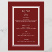 Burgunder Hochzeitsmenü Menükarte (Vorderseite)