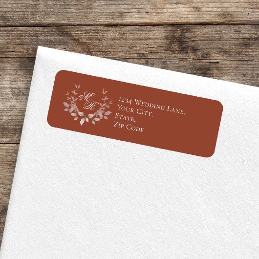 Burgunder Hochzeitsmonogramm Schrift Blumen 