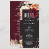 Burgunder Hochzeitsprogramm mit floralen Motiven Programm (Vorne/Hinten)
