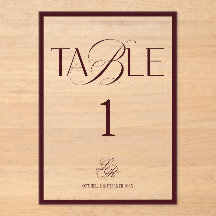 Burgunder Hochzeitstischnummer im Stil des alten G