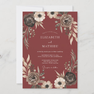 Burgunder Intimate Harvest Hochzeit Einladung