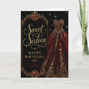 Burgunder-Juwel Sweet 16 Geburtstagsfeier Karte
