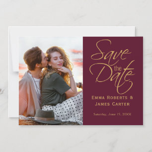 Burgunder-Kalligrafie-Save-the-Date-Magnet Magneteinladung
