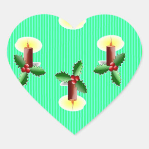 Burgunder Kerze mit Weihnachtslieder Herz-Aufkleber