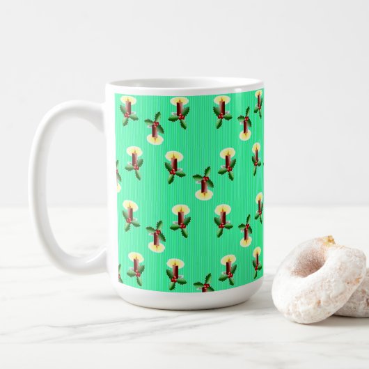 Burgunder Kerze mit Weihnachtslieder Kaffeetasse (Mit Donut)