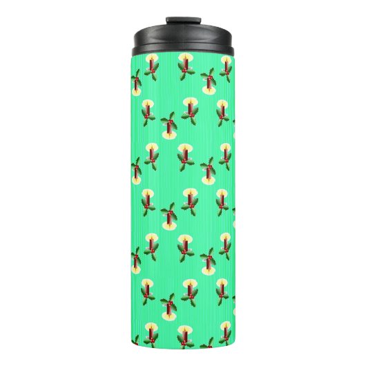 Burgunder Kerze mit Weihnachtslieder Thermosbecher (Vorderseite)