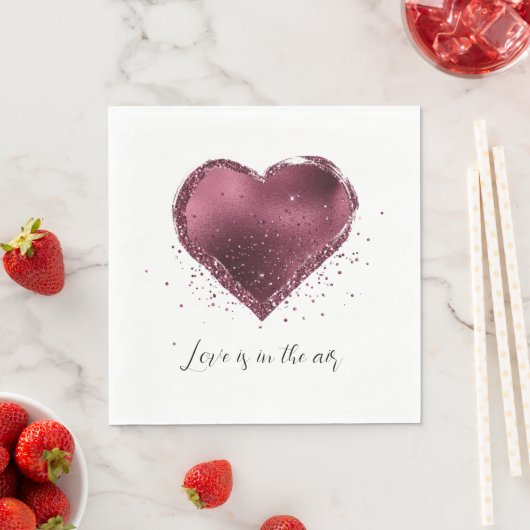 Burgunder-Kirsch-Glitter-Funkel-Herz-Liebe Serviette (Beispiel)
