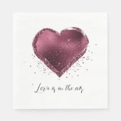 Burgunder-Kirsch-Glitter-Funkel-Herz-Liebe Serviette (Vorderseite)