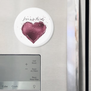 Burgunder-Kirsch-Glitter-Funkeln-Herz-Liebe Magnet