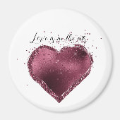 Burgunder-Kirsch-Glitter-Funkeln-Herz-Liebe  Magnet (Vorne)